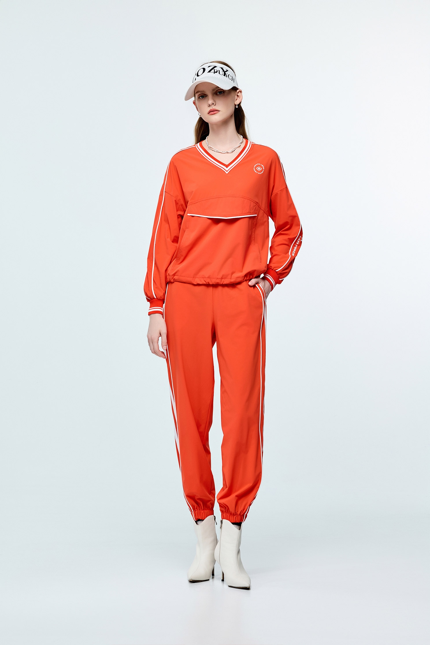 Contrast Trim Detail Sun Protection Collagen TopSunset Coral Color Collagen Top,Cool Tech Activewear,CoolTechActivewear,COZY PUNCH,Tops,Season (SS) Look