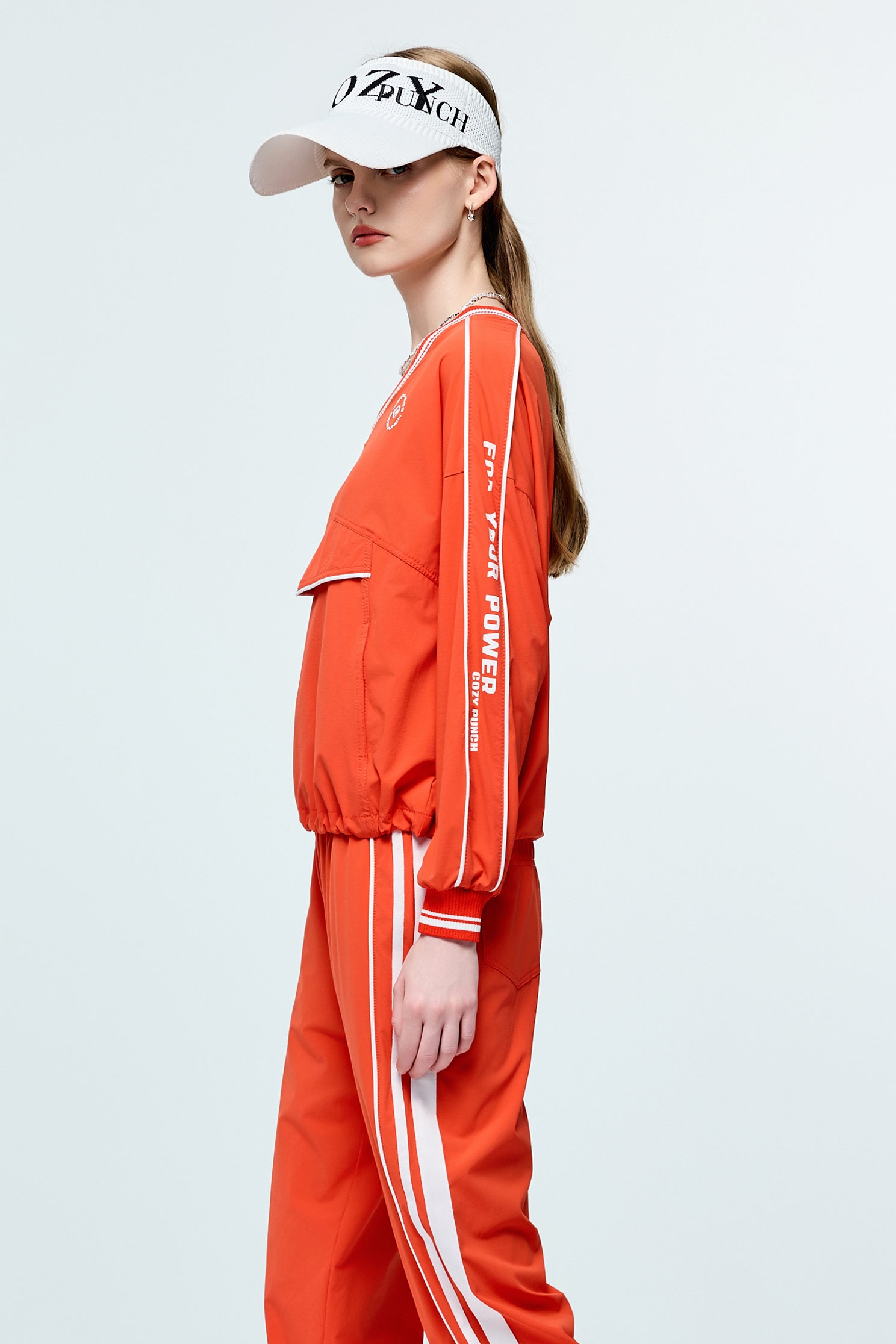 Contrast Trim Detail Sun Protection Collagen TopSunset Coral Color Collagen Top,Cool Tech Activewear,CoolTechActivewear,COZY PUNCH,Tops,Season (SS) Look