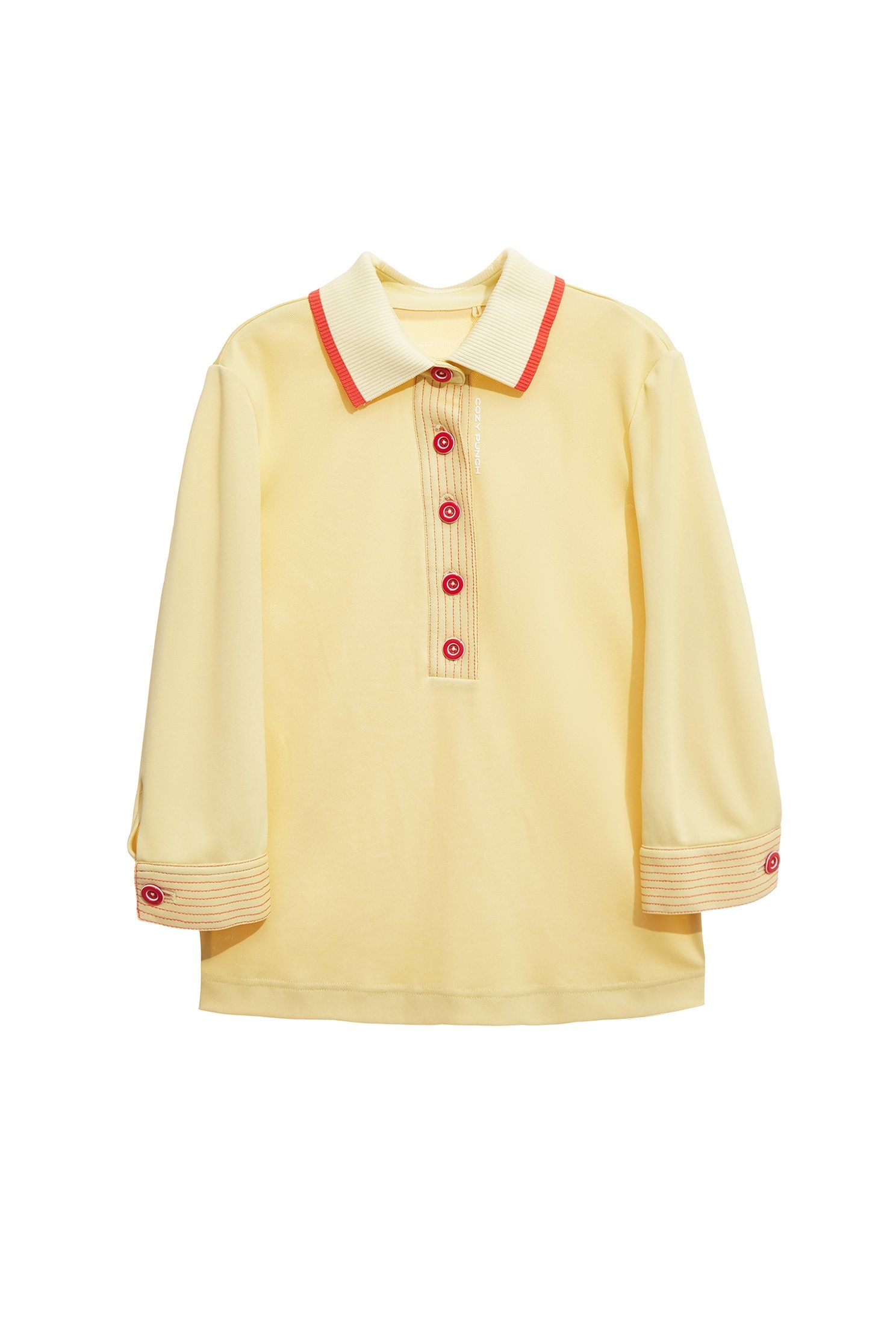 Contrast Trim Detail Sun Protection Collagen Polo ShirtCream Pudding Color Collagen Polo Shirt,COZY PUNCH,Tops,Casual,Season (SS) Look