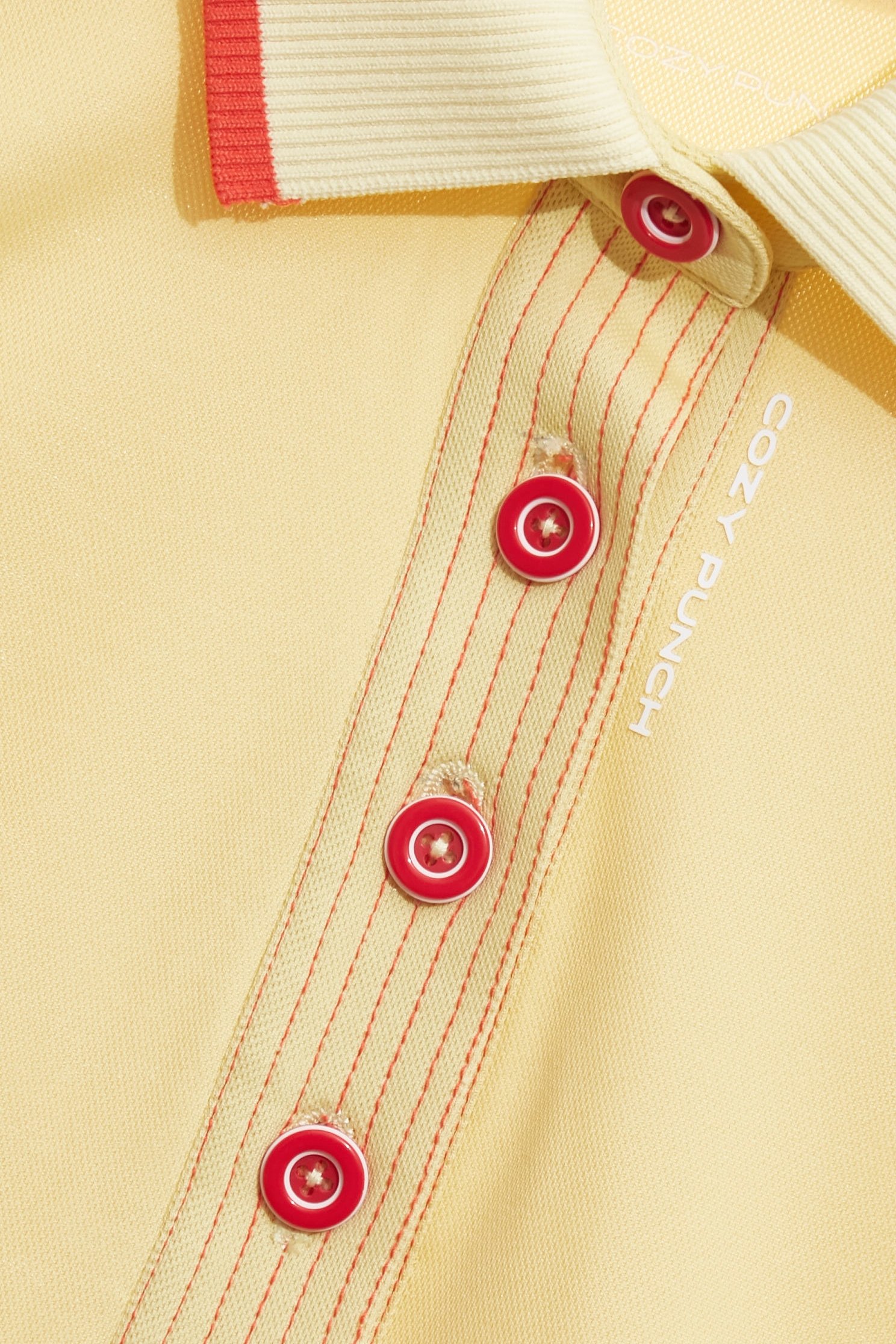 Contrast Trim Detail Sun Protection Collagen Polo ShirtCream Pudding Color Collagen Polo Shirt,COZY PUNCH,Tops,Casual,Season (SS) Look