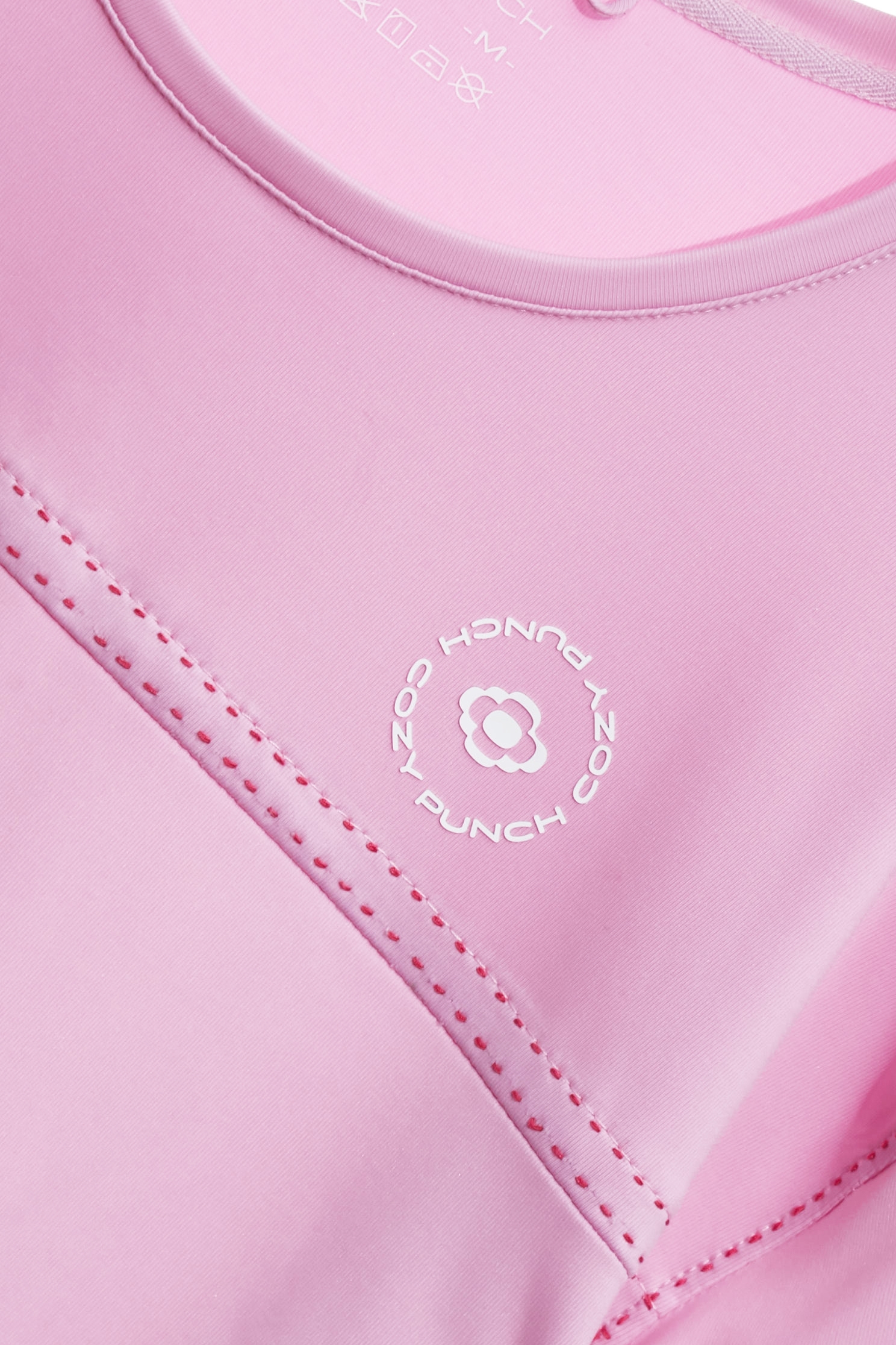 Contrast Stitch Detail Moisture Wicking Collagen T-ShirtLuxurious Pink Collagen T-Shirt,COZY PUNCH,Tops,Casual,Embroidered,Season (SS) Look