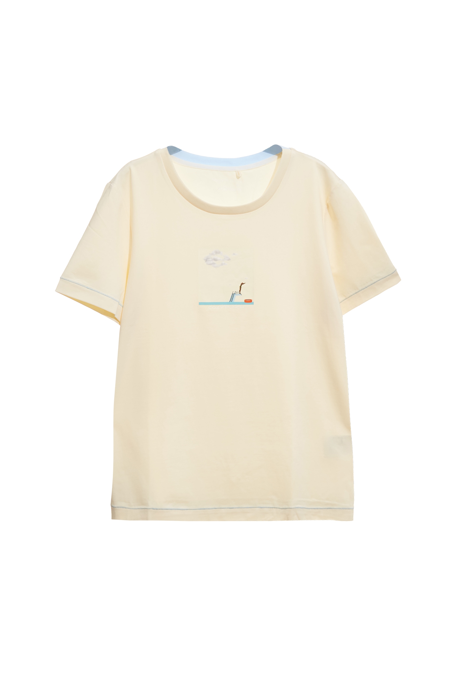 Front Graphic Performance Fabric TeeCream Pudding Color Printed T-Shirt,COZY PUNCH,T-shirts,T-shirts,Tops,Casual,Season (SS) Look