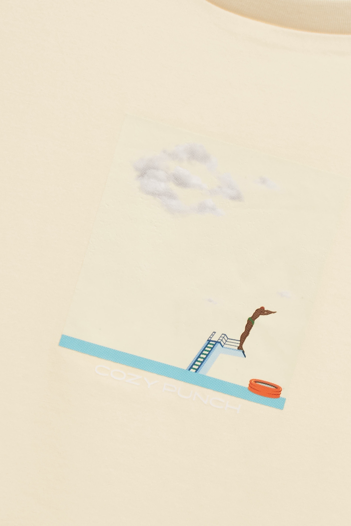 Front Graphic Performance Fabric TeeCream Pudding Color Printed T-Shirt,COZY PUNCH,T-shirts,T-shirts,Tops,Casual,Season (SS) Look