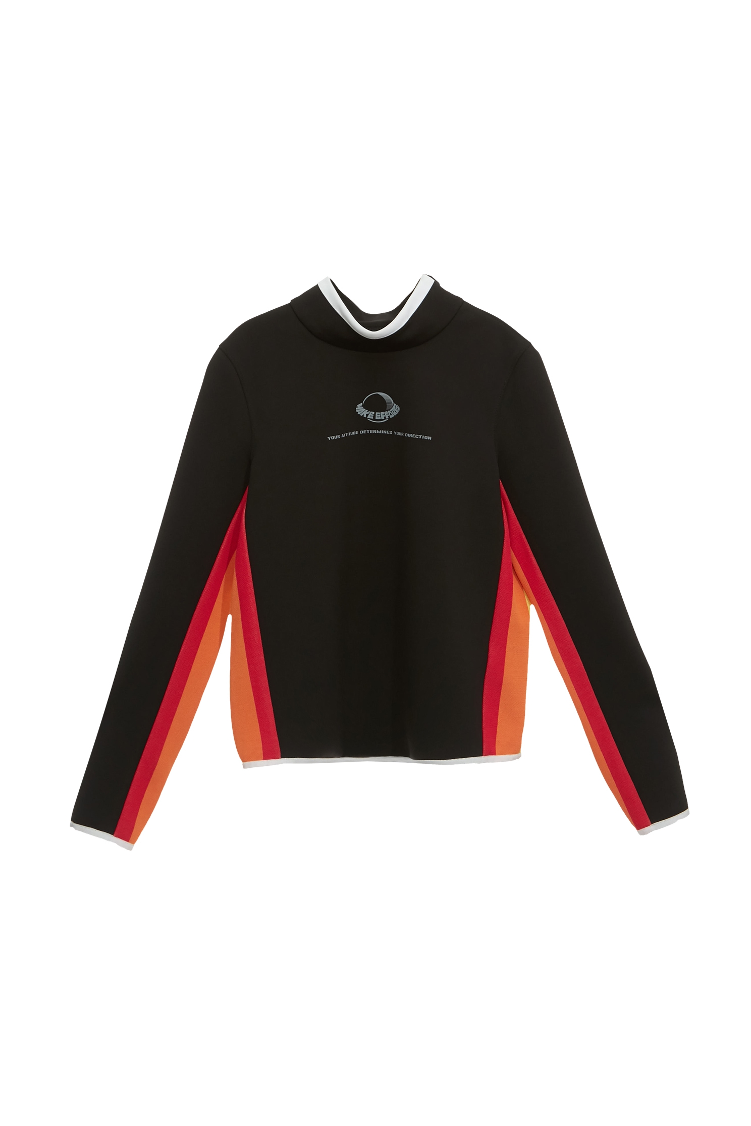 Flame-Colored Knit Detail TopColor-block small stand collar golf top,COZY PUNCH,Tops,Season (AW) Look,Knitted,Knitted tops,Turtleneck tops