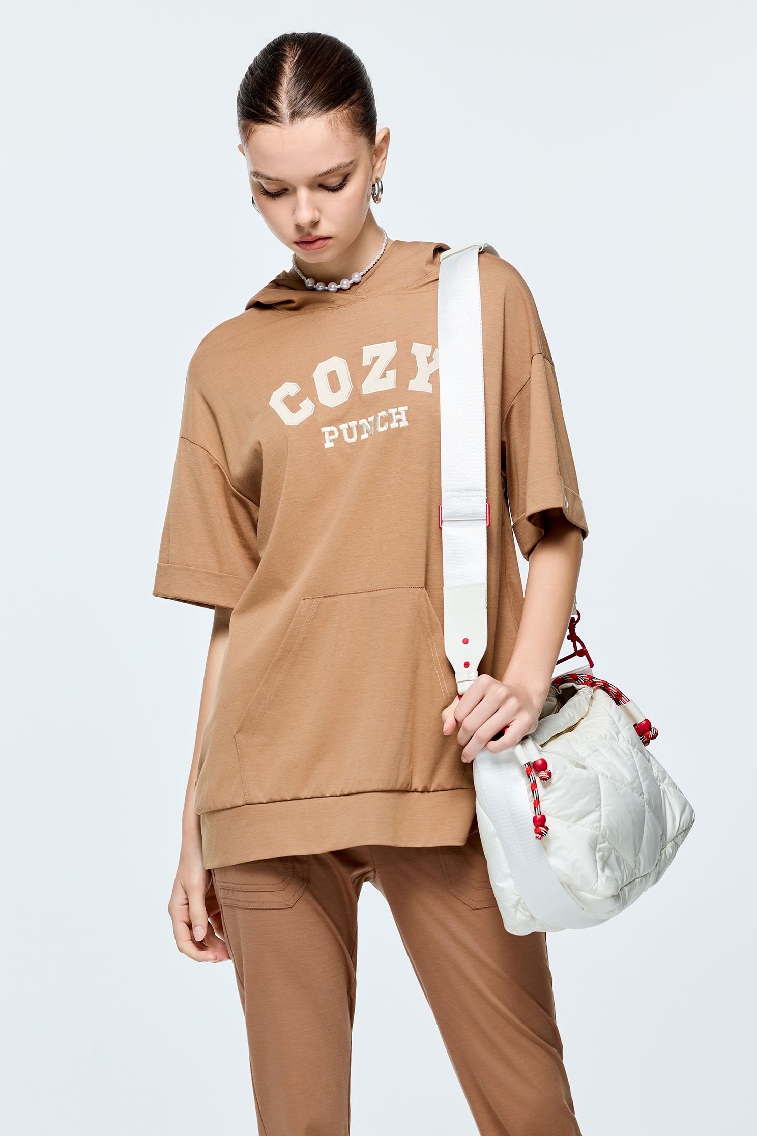 Caramel Casual Hoodie TeeCaramel Casual Hoodie Tee,COZY PUNCH,Tops,Embroidered,Hoodie tops,Season (AW) Look