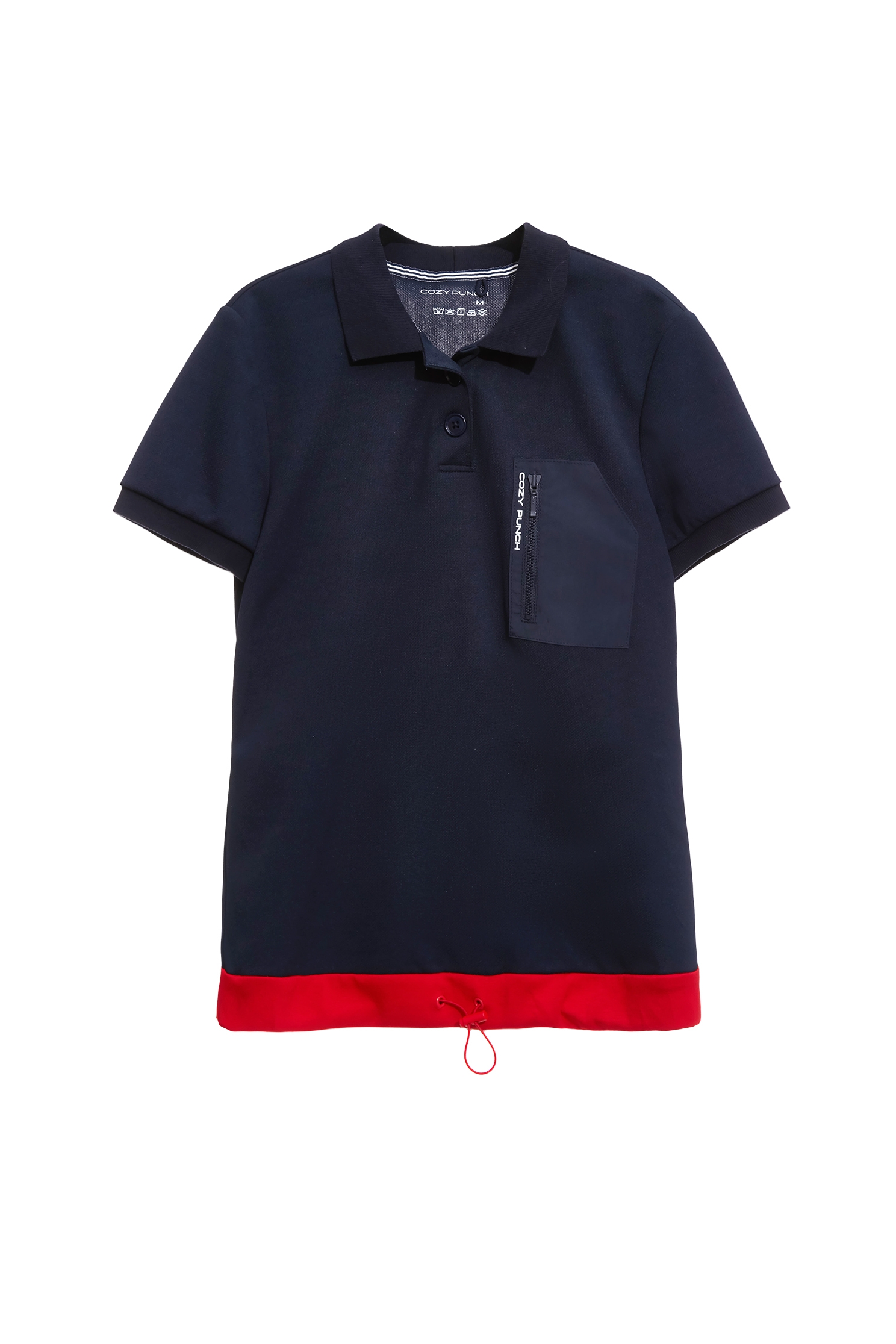Contrast Hem Navy Polo TeeContrast Hem Navy Polo Tee,COZY PUNCH,Tops,Season (AW) Look
