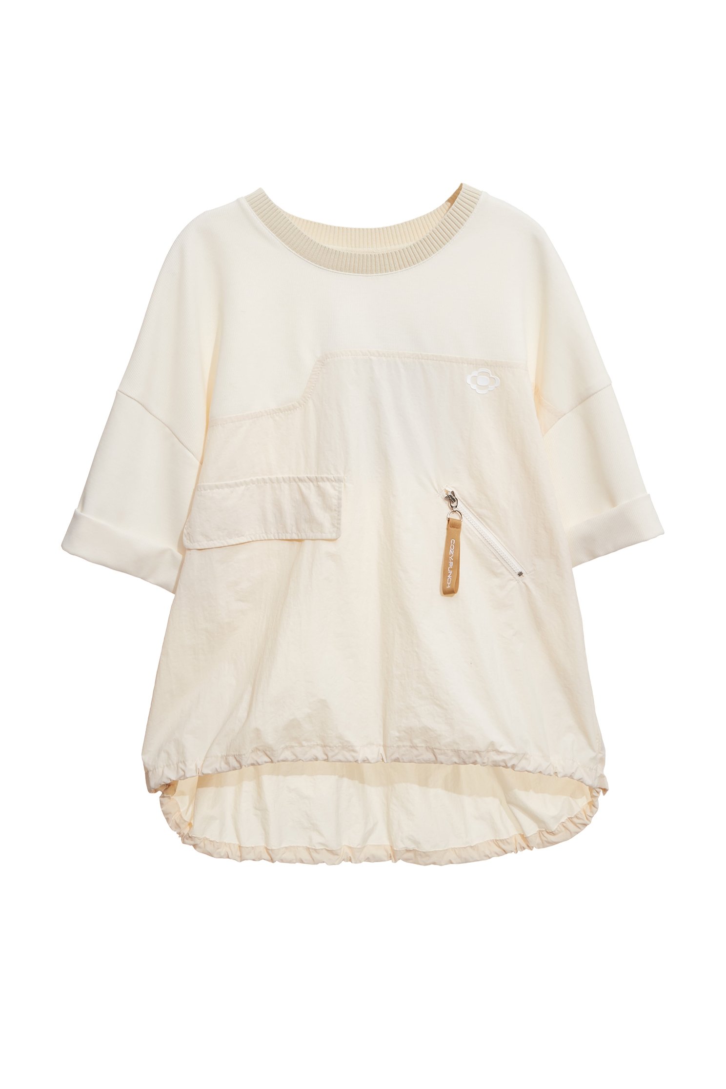 Patchwork White Short Sleeve TopPatchwork White Short Sleeve Top,Tops,Season (AW) Look