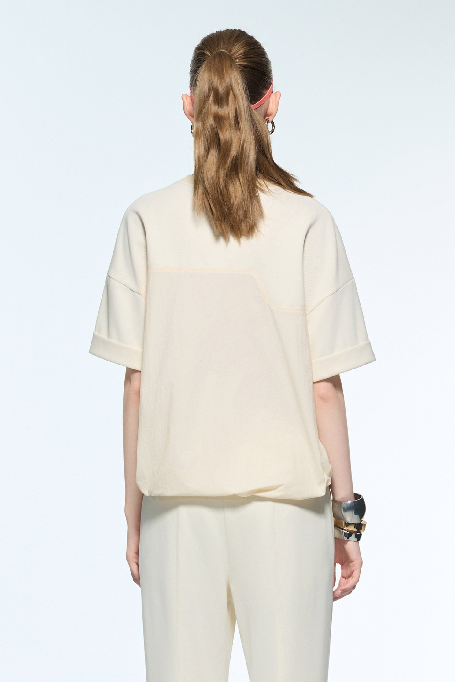 Patchwork White Short Sleeve TopPatchwork White Short Sleeve Top,Tops,Season (AW) Look