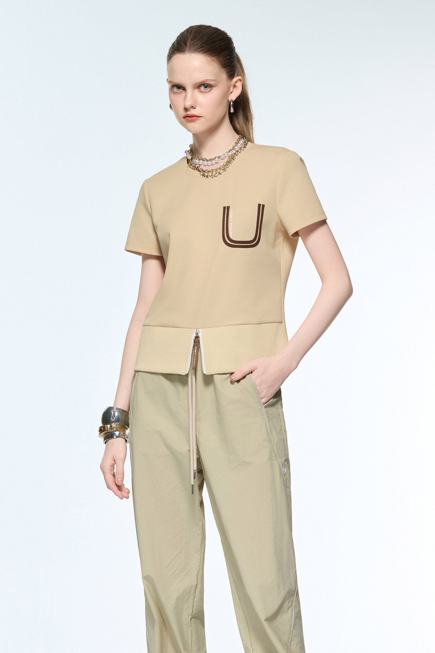 Rib Hem Short Sleeve TopRib Hem Short Sleeve Top,Tops,Season (AW) Look