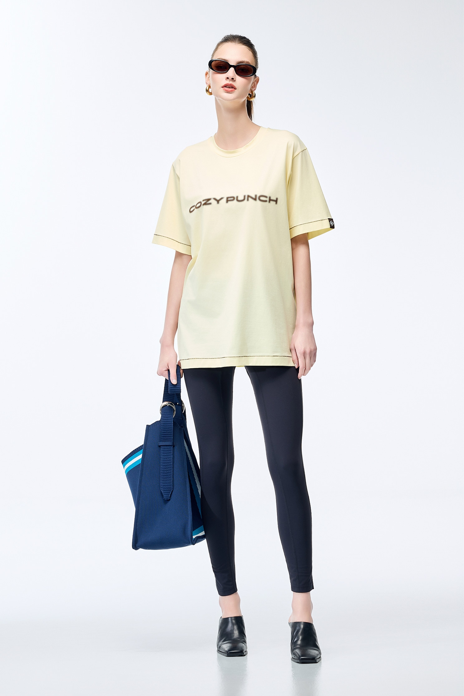 Performance Fabric Boyfriend TeeCream Pudding Color Boyfriend Fit T-Shirt,COZY PUNCH,T-shirts,T-shirts,Tops,Casual,Season (SS) Look,Cotton