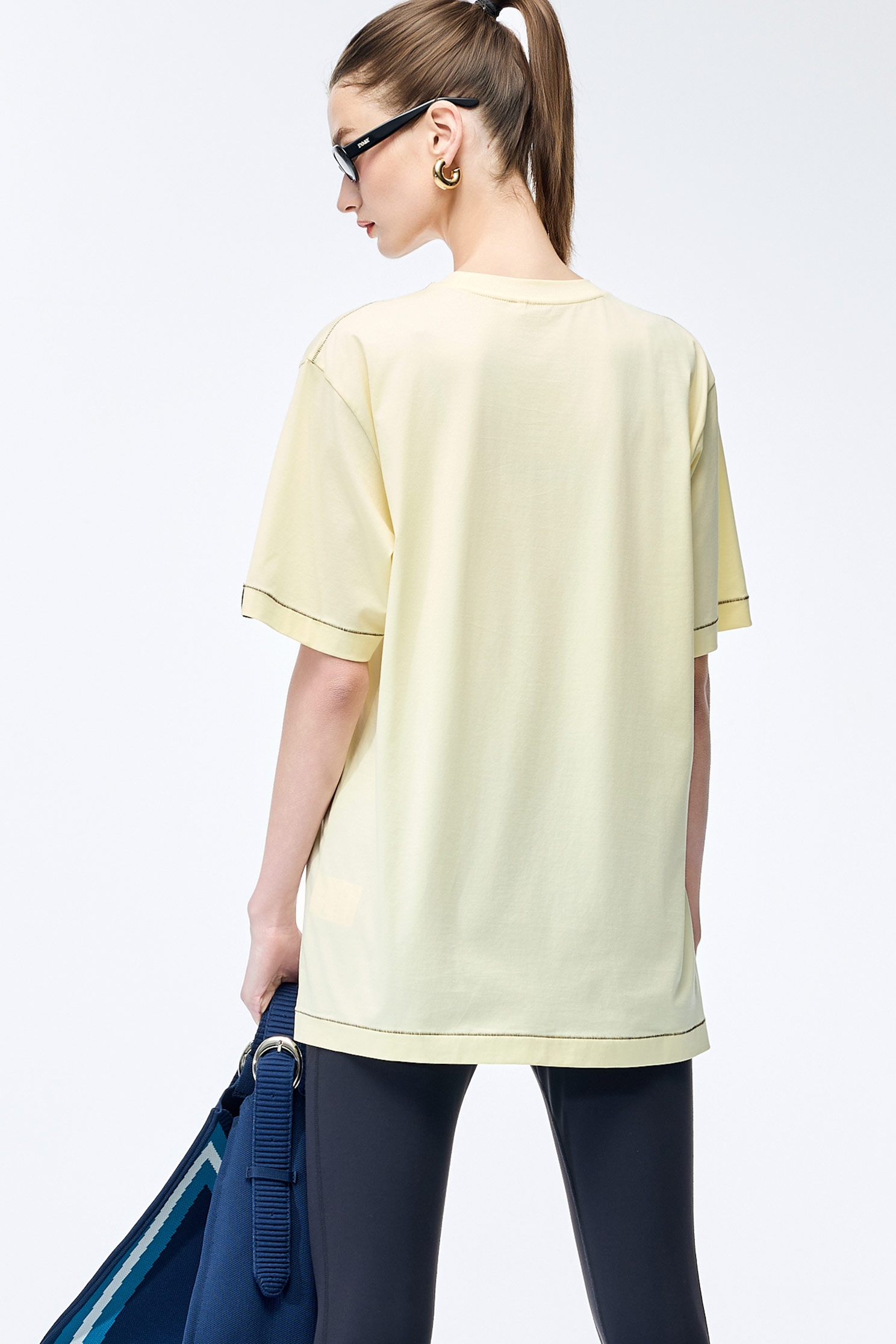 Performance Fabric Boyfriend TeeCream Pudding Color Boyfriend Fit T-Shirt,COZY PUNCH,T-shirts,T-shirts,Tops,Casual,Season (SS) Look,Cotton