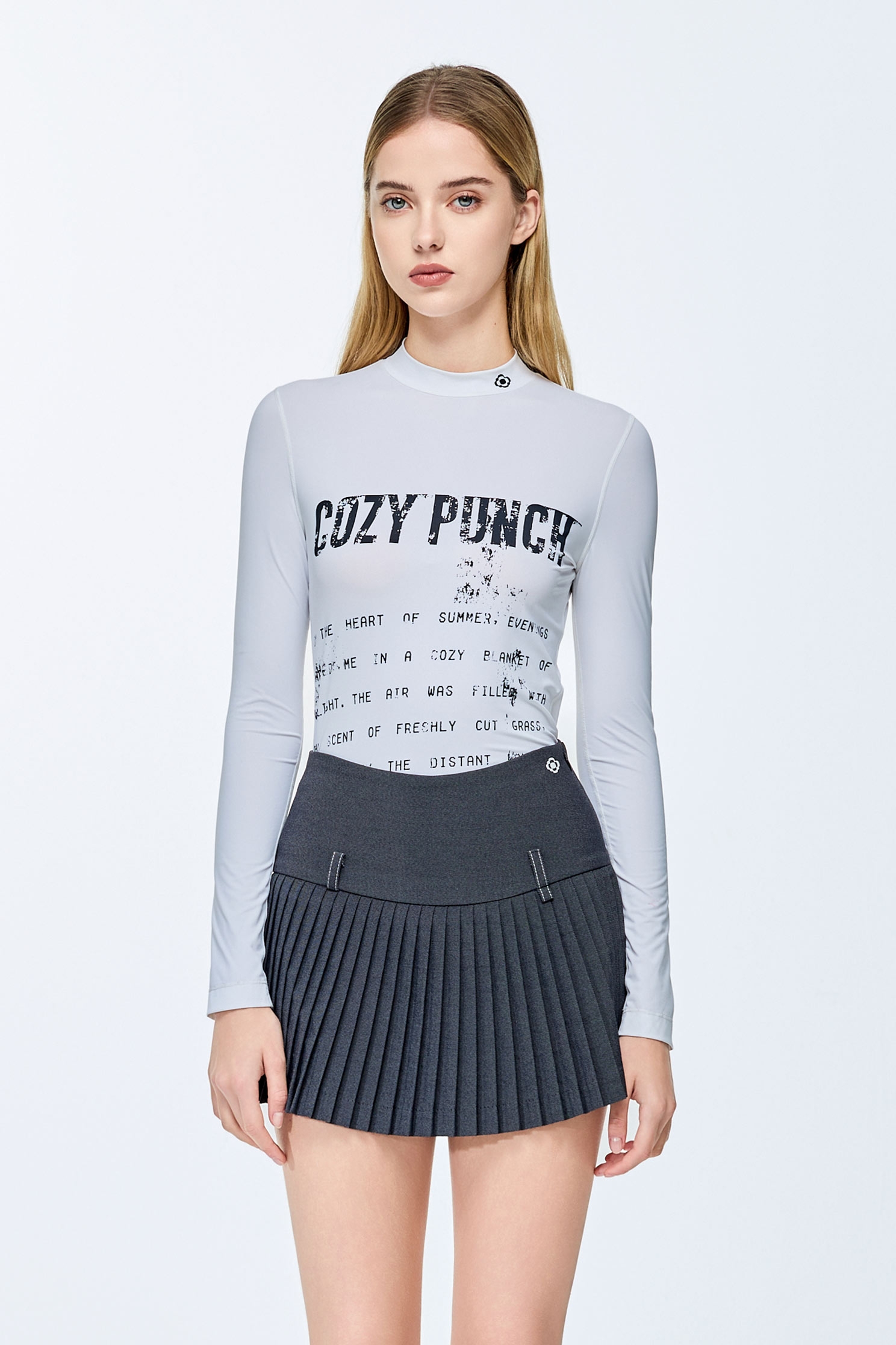 Distressed print style sunscreen topDistressed print style sunscreen top,COZY PUNCH,T-shirts,Tops,Under shirts,Season (SS) Look