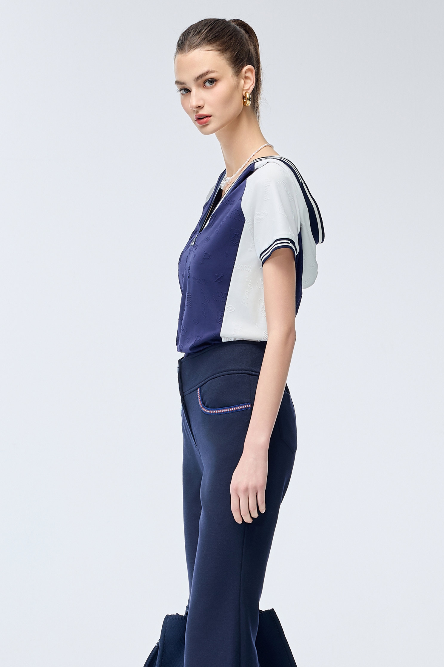 Hooded Floral Slim Fit Sports TopHooded Floral Slim Fit Sports Top,COZY PUNCH,V-Neck T shirts,Tops