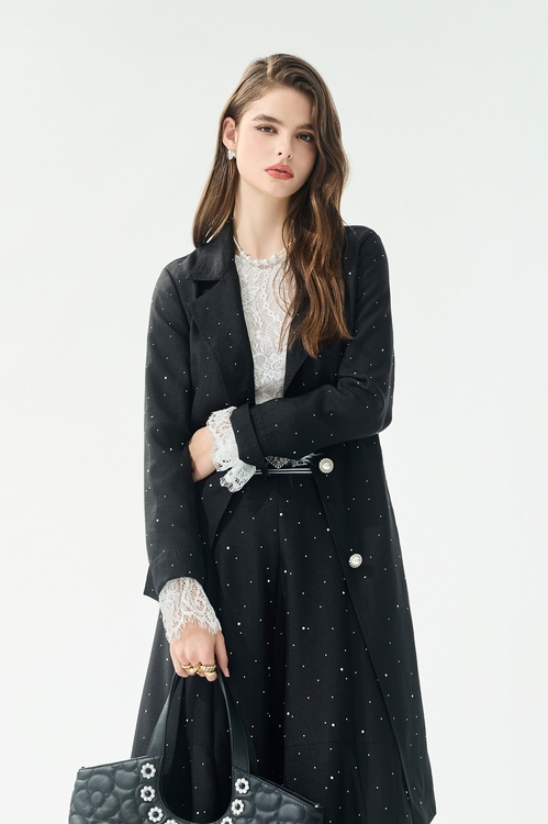 Pearl Detail Long Jacket,,Pearl Detail Long Jacket,Season (SS) Look,pearl,Midi skirts,Tops,Under shirts,Season (SS) Look,Knitted,Chiffon,black tops,Season (SS) Look,pearl,Mini skirts,Jackets,Outerwear,Season (SS) Look,pearl