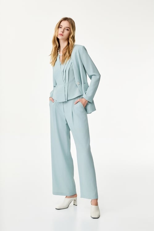 V-neck Mid Length Linen Blazer,Blazers