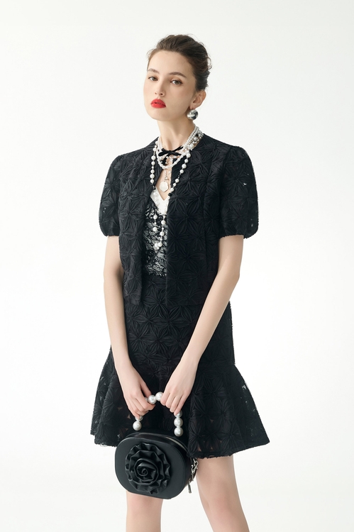 Short Sleeve 3-D Floral Detail Outerwear,Outerwear