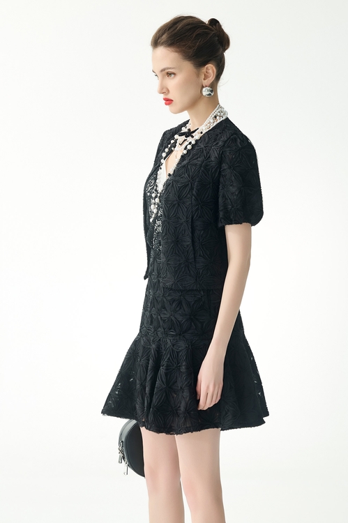 Short Sleeve 3-D Floral Detail Outerwear,Outerwear