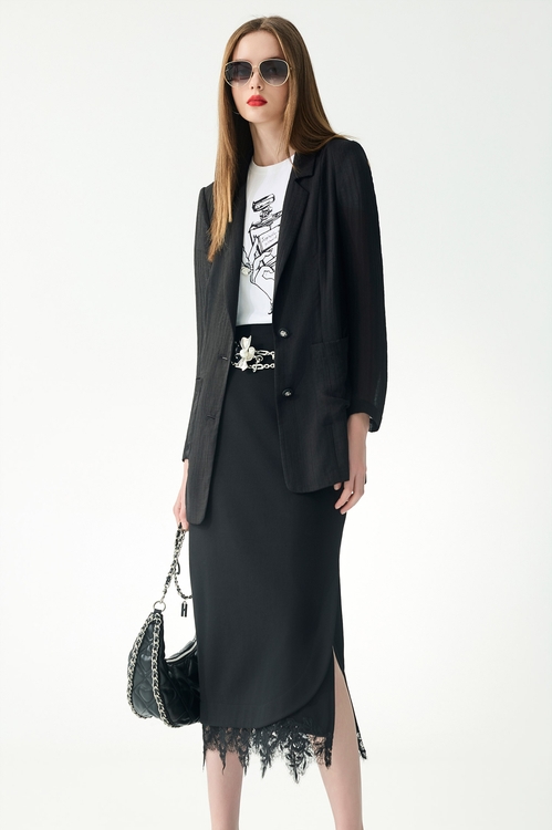 Mid Length Patch Pocket Blazer,Outerwear