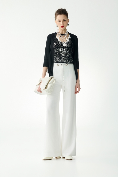 Chiffon Layer Knit Cardigan,Outerwear