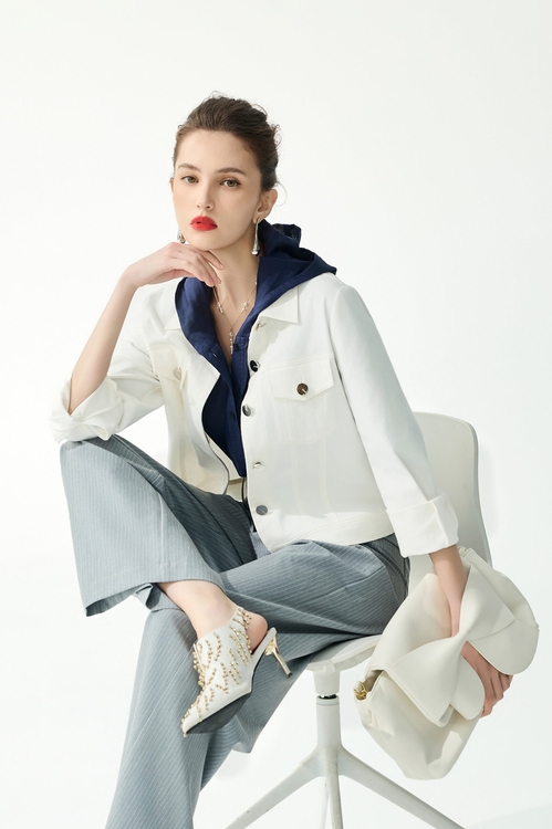 Minimalist Denim Jacket,,Minimalist Denim Jacket,Tops,Embroidered,Season (SS) Look,Blouses,Season (SS) Look,Stripe,Shorts,pants,Jackets,Outerwear,Season (SS) Look,Denim,Denim Jackets,White outerwear