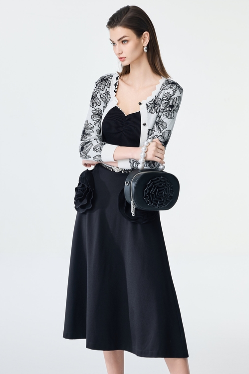 Floral Print Knit Cardigan,Knitted coats