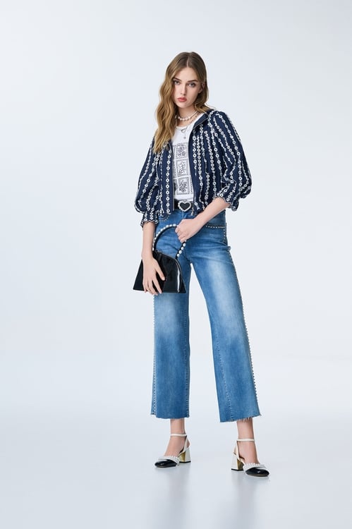 Navy Hoodie Jacket With Contrast Lace Detail,Hoodie jackets