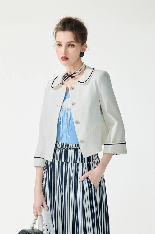 Anchor Motif White Jacket,Outerwear