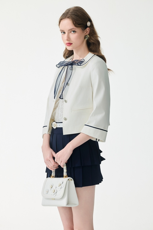 Anchor Motif White Jacket,Outerwear