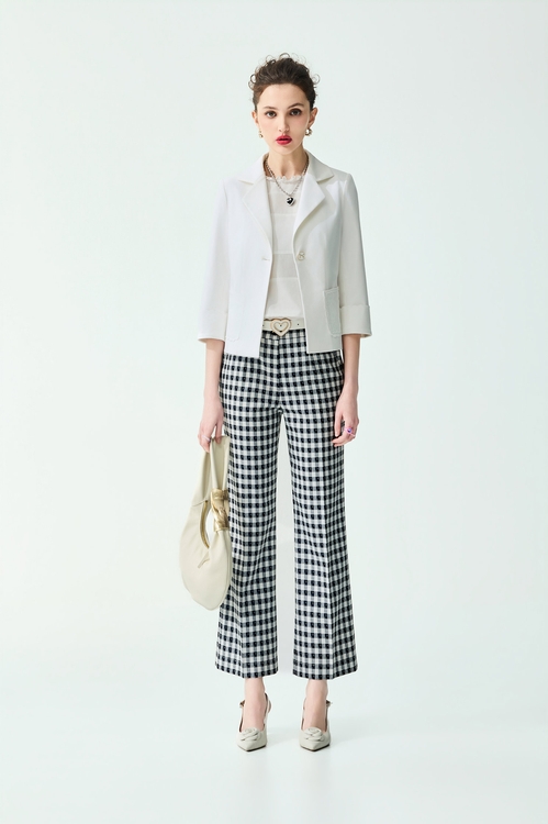 Floral Embroidery Detail White Blazer,Jackets