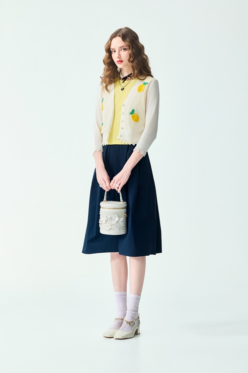 Pineapple Motif Knit Cardigan,Jackets
