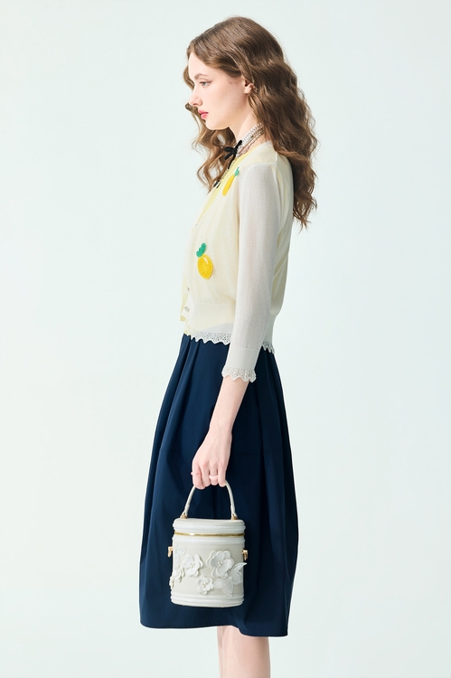 Pineapple Motif Knit Cardigan,Jackets