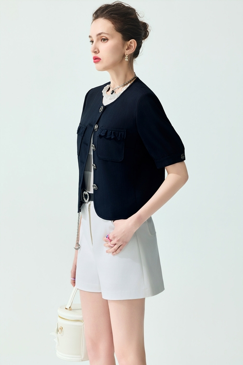 Navy Half Sleeve Jacket,Jackets