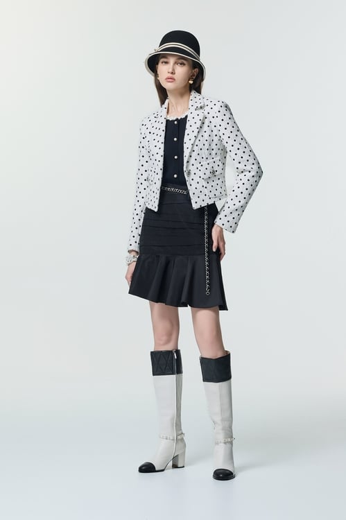 Retro Polka Dot Crop Blazer,Jackets