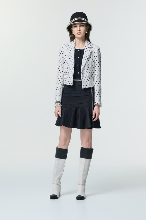 Retro Polka Dot Crop Blazer,Jackets