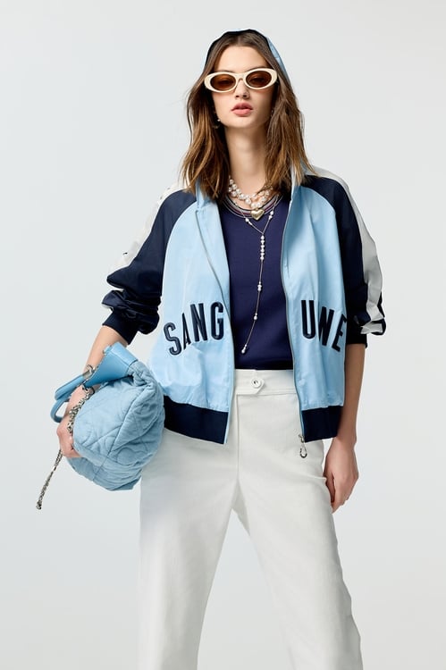 Contrast Detail Hoodie Windbreaker,Outerwear