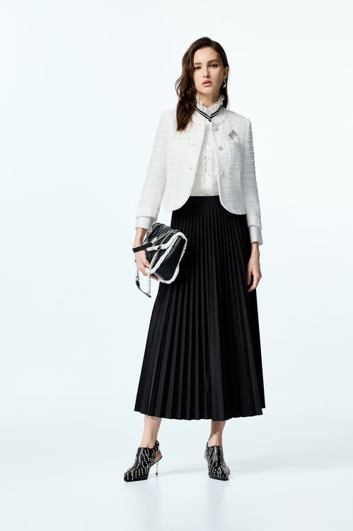 White Tweed Crop Jacket,White outerwear
