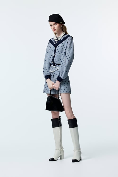 Dotted Embroidery Detail Plaid Jacket,Hoodie jackets