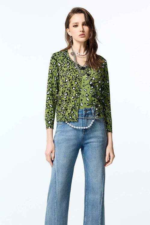 Leopard Print Knit Cardigan,Knitted coats