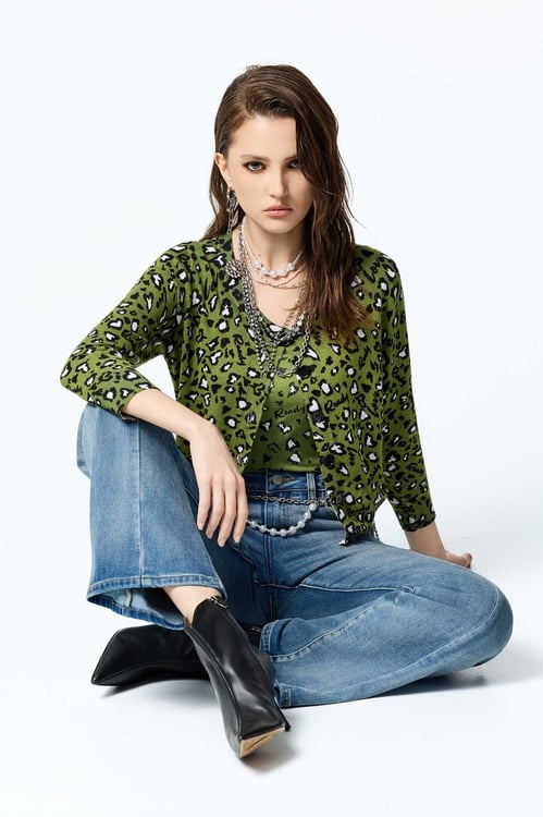 Leopard Print Knit Cardigan,Knitted coats