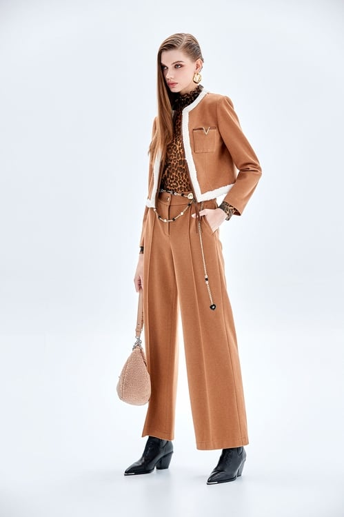 PU Jacket With Faux Fur Trim Detail,Jackets