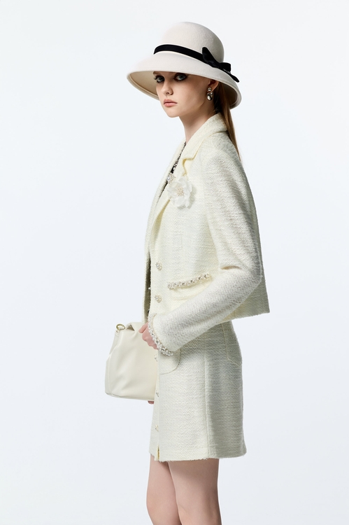 Off White Tweed Blazer,Jackets