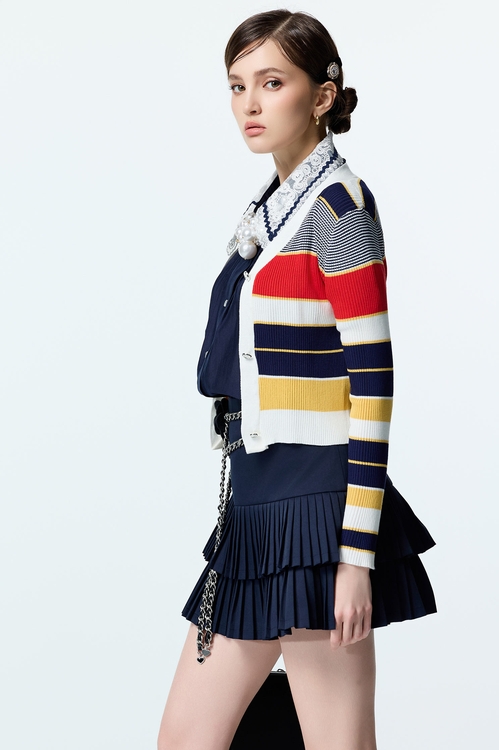 Multi Colour Stripe Knit Cardigan,Jackets