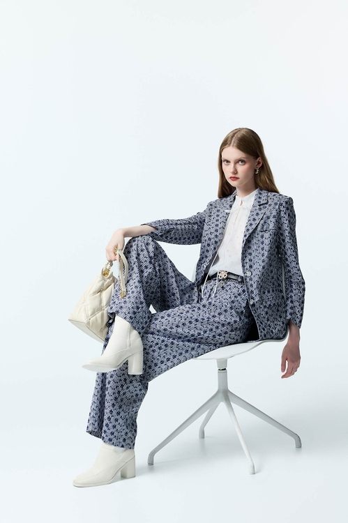 Navy Floral Embroidery Detail Blazer,Jackets