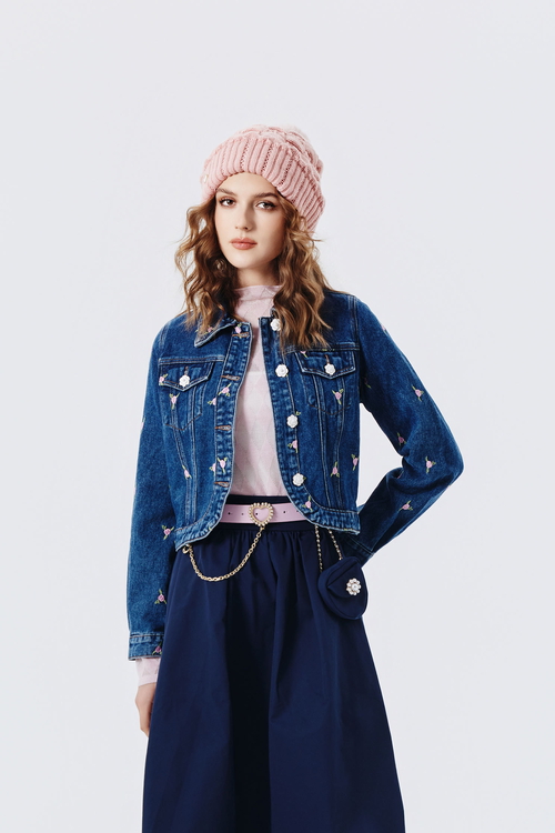 Rose Embroidery Denim Jacket,Denim Jackets