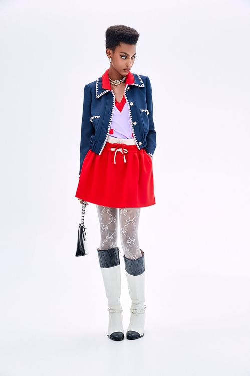 Purple Trim Detail Navy Jacket,Skorts