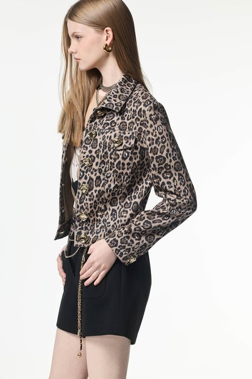 Leopard Print Denim Jacket,Outerwear