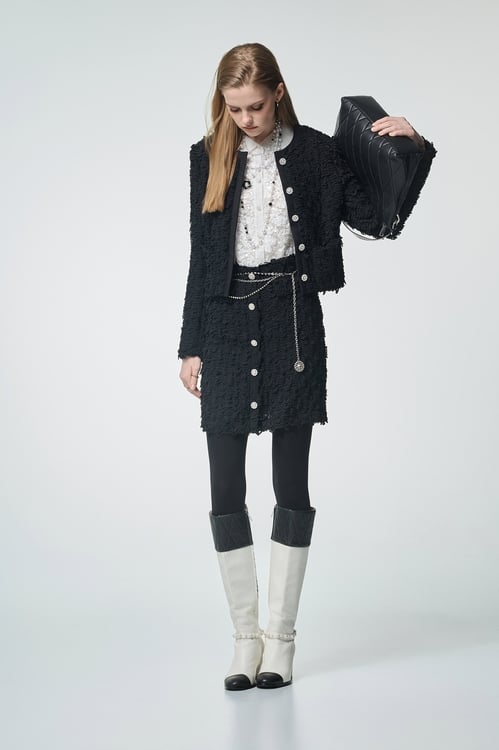 Textured Crop Black Jacket,Office Looks