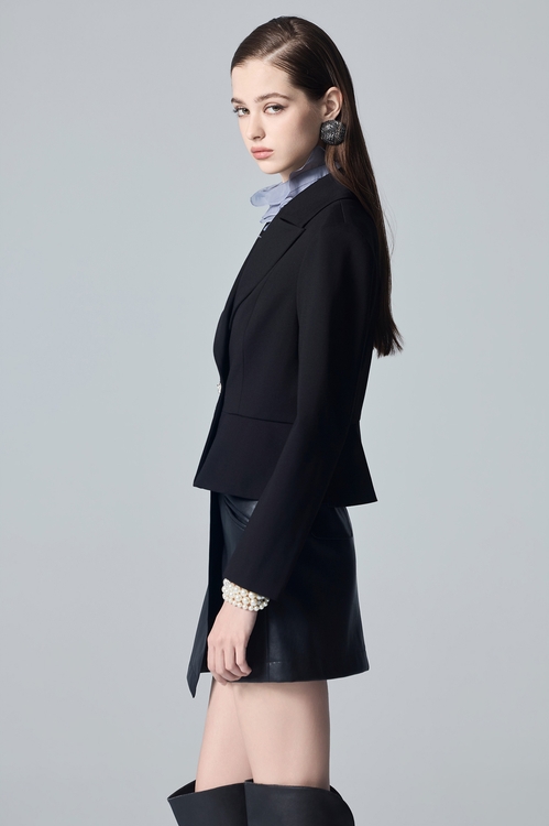 Classic Jet Black Blazer,Outerwear