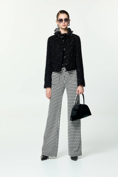 Fringe Detail Sequin Jacket,,Fringe Detail Sequin Jacket,Tops,Season (AW) Look,Knitted,black tops,Jackets,Outerwear,Season (AW) Look,Black outerwear