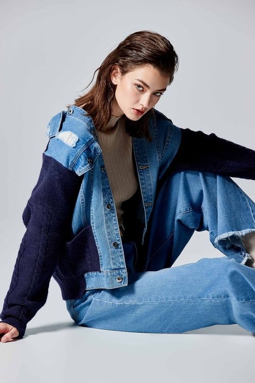 Denim With Knit Contrast Jacket,Knitted coats